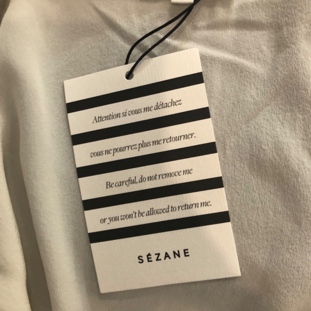 Sezane Elina blouse, wrap, delicate embroidery, ecru (cream), silk, FR 36 (XS-S)